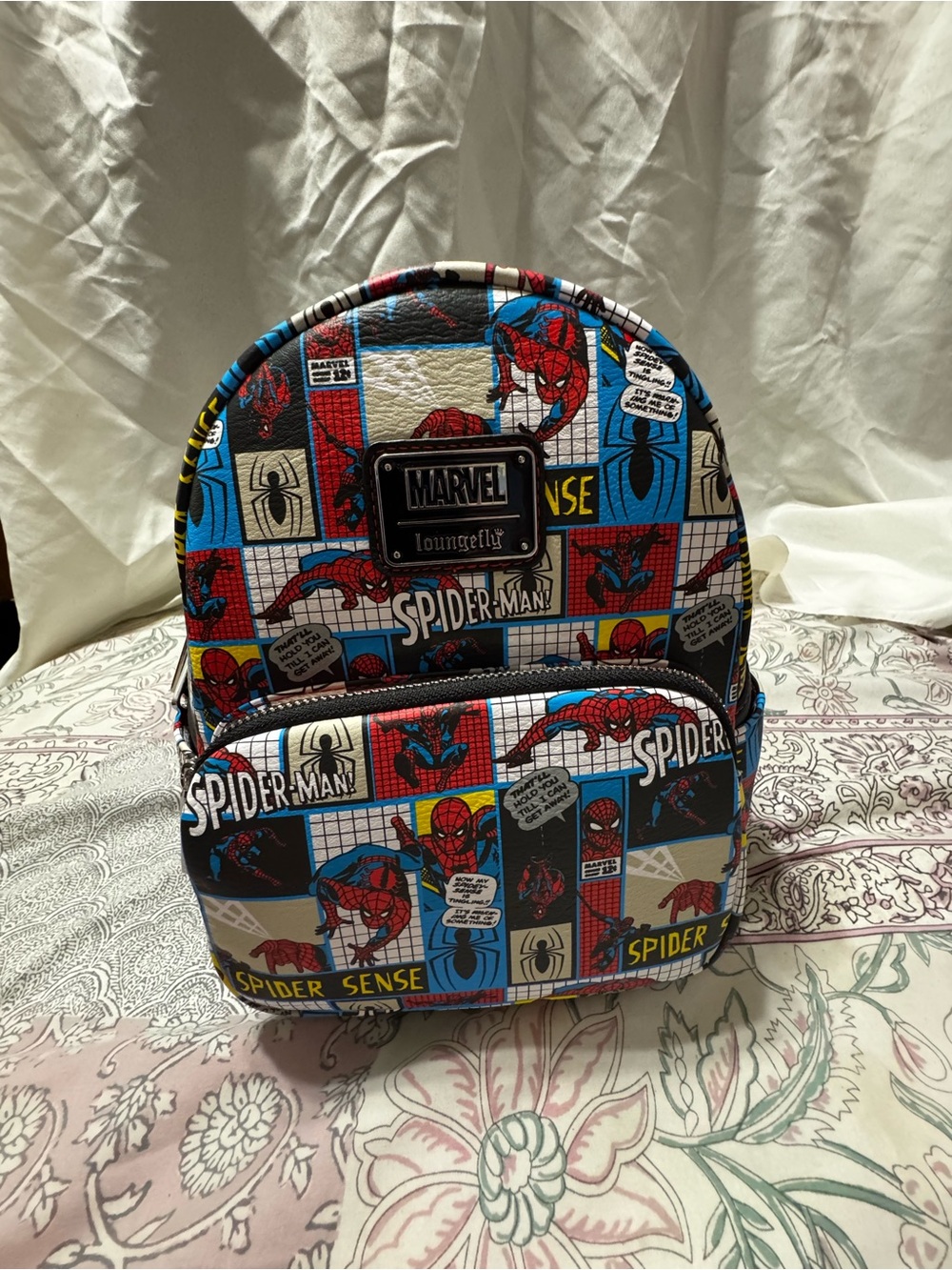 Marvel Loungefly Spider-Man Patchwork Mini Backpack – Red/Blue/Black